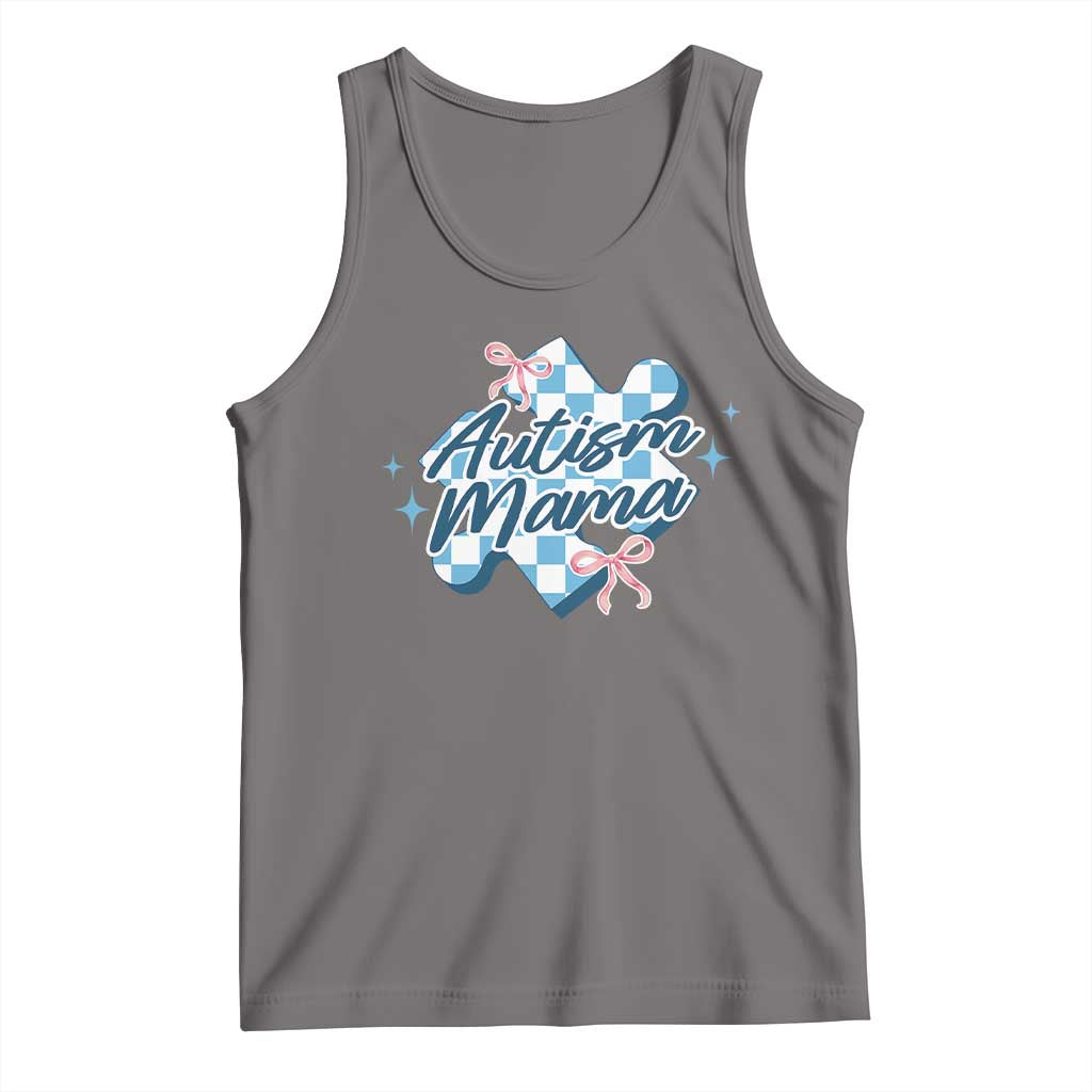 Autism Mama Coquette Puzzle Piece Pink Bow Tank Top TS11 Deep Heather Print Your Wear