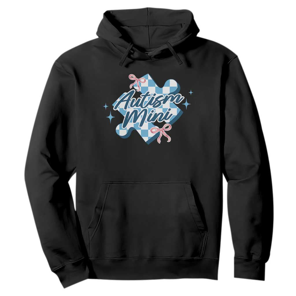 Autism Mini Coquette Puzzle Piece Pink Bow Hoodie TS11 Black Print Your Wear
