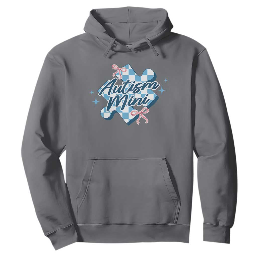Autism Mini Coquette Puzzle Piece Pink Bow Hoodie TS11 Charcoal Print Your Wear