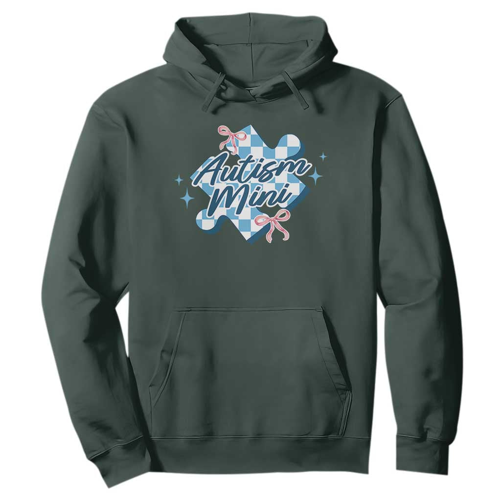 Autism Mini Coquette Puzzle Piece Pink Bow Hoodie TS11 Dark Forest Green Print Your Wear