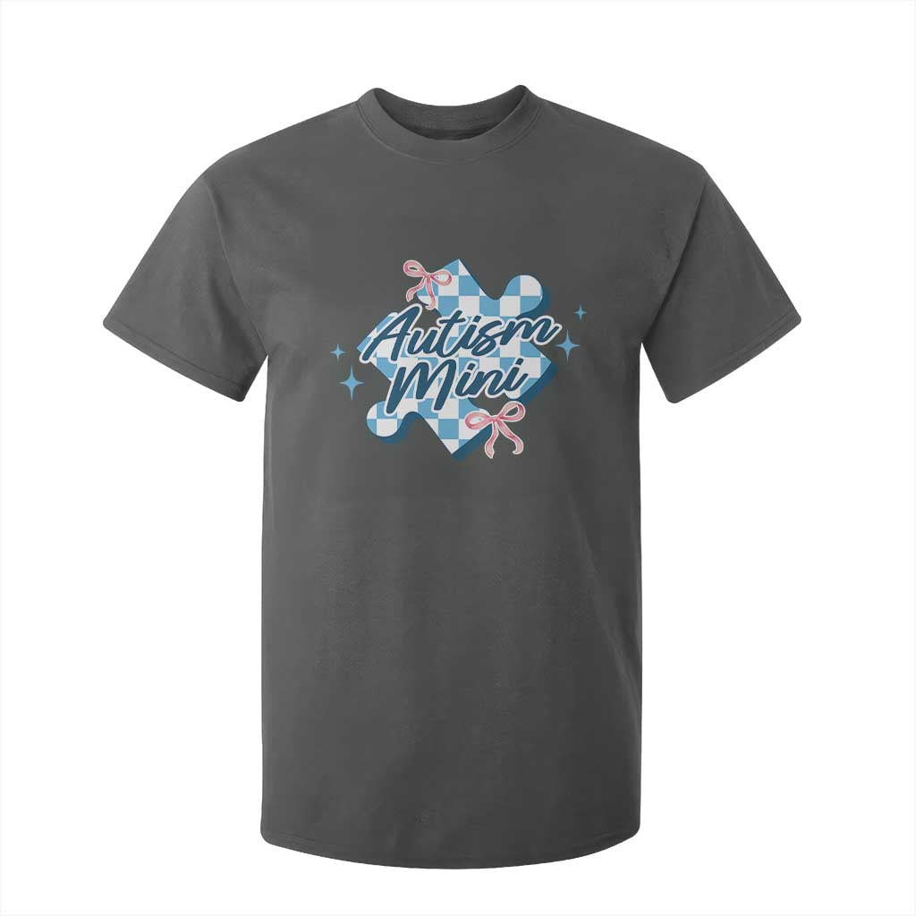 Autism Mini Coquette Puzzle Piece Pink Bow T Shirt For Kid TS11 Dark Heather Print Your Wear