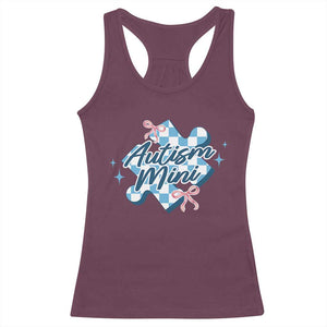 Autism Mini Coquette Puzzle Piece Pink Bow Racerback Tank Top TS11 Maroon Print Your Wear