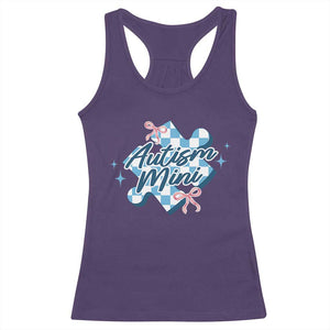 Autism Mini Coquette Puzzle Piece Pink Bow Racerback Tank Top TS11 Purple Print Your Wear