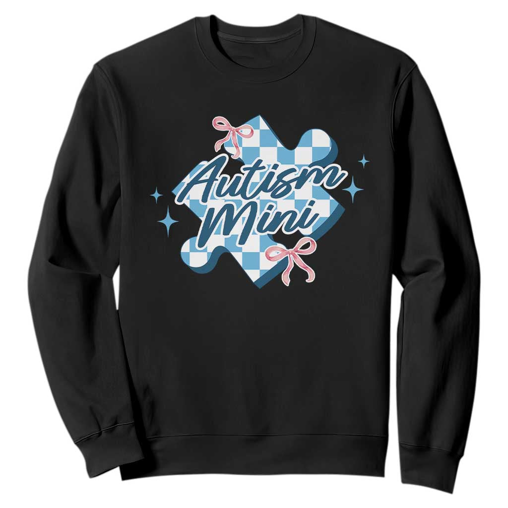 Autism Mini Coquette Puzzle Piece Pink Bow Sweatshirt TS11 Black Print Your Wear