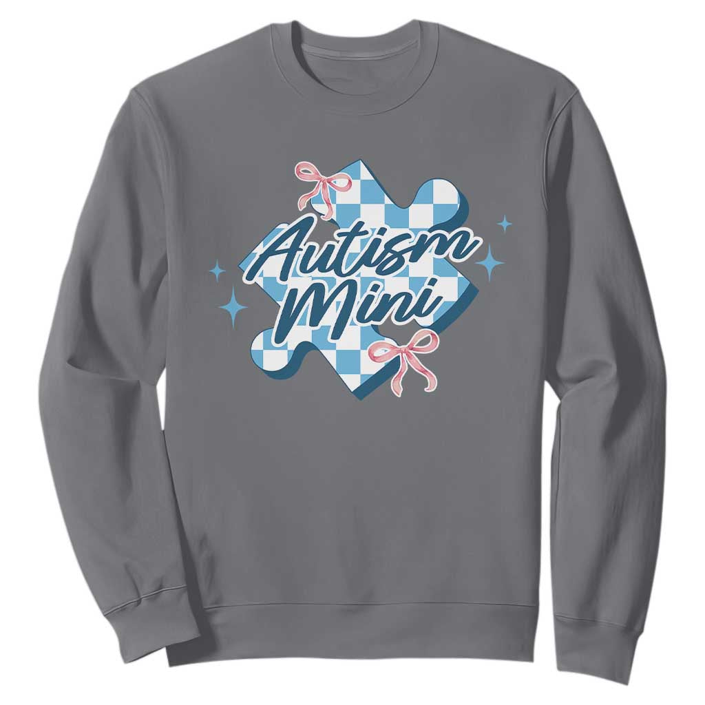 Autism Mini Coquette Puzzle Piece Pink Bow Sweatshirt TS11 Charcoal Print Your Wear