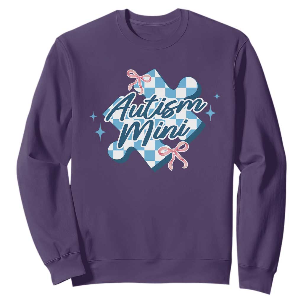 Autism Mini Coquette Puzzle Piece Pink Bow Sweatshirt TS11 Purple Print Your Wear