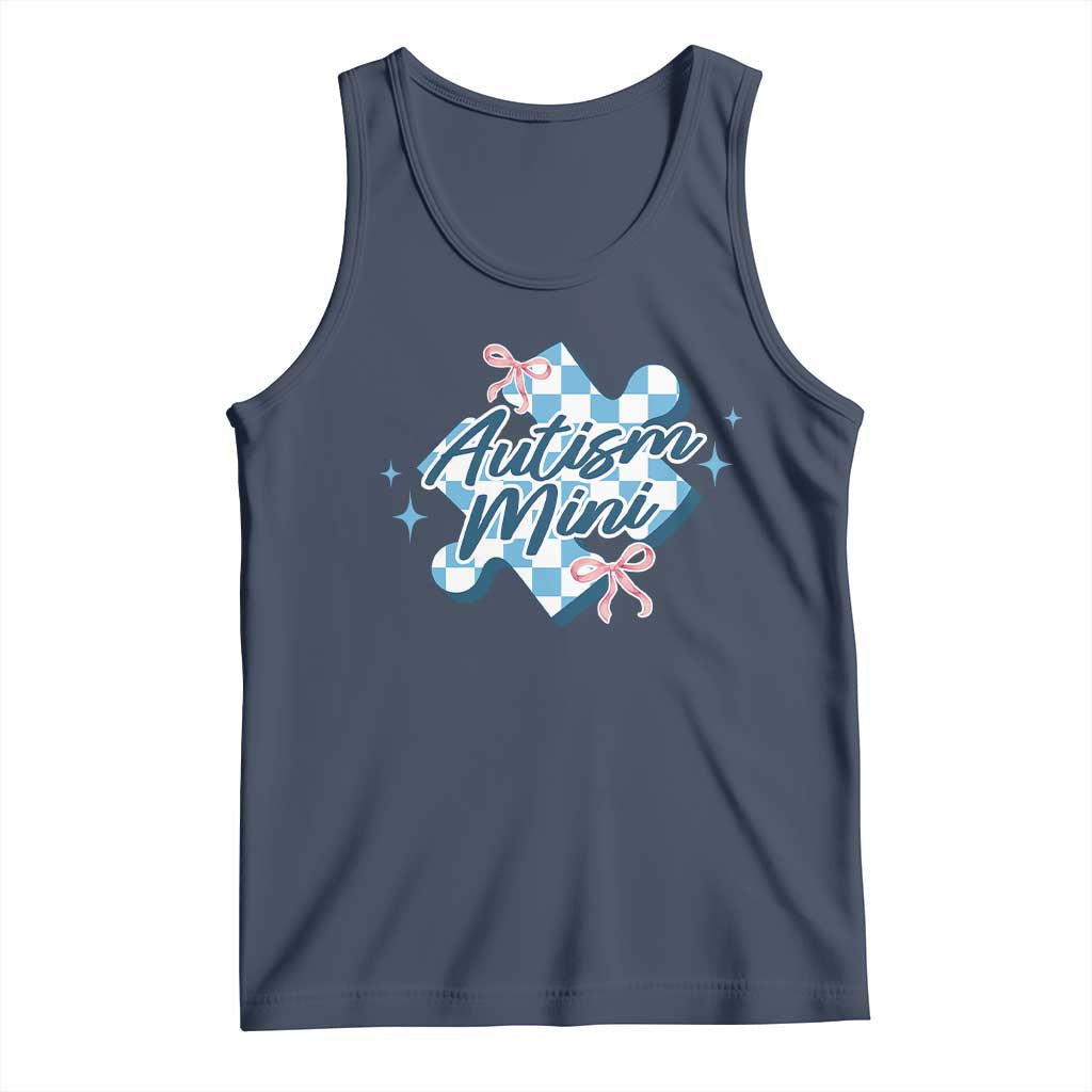 Autism Mini Coquette Puzzle Piece Pink Bow Tank Top TS11 Navy Print Your Wear