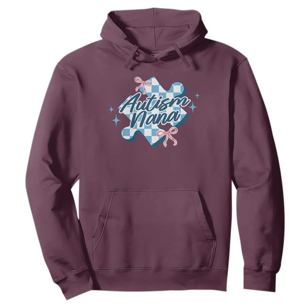 Autism Nana Coquette Puzzle Piece Pink Bow Hoodie TS11 Maroon Print Your Wear
