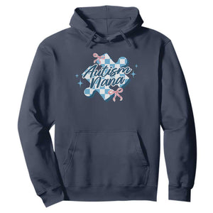 Autism Nana Coquette Puzzle Piece Pink Bow Hoodie TS11 Navy Print Your Wear