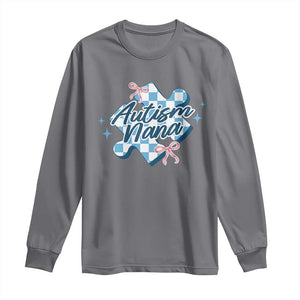 Autism Nana Coquette Puzzle Piece Pink Bow Long Sleeve Shirt TS11 Charcoal Print Your Wear
