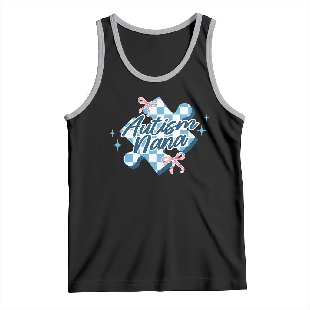 Autism Nana Coquette Puzzle Piece Pink Bow Tank Top TS11 Black Athletic Heather Print Your Wear