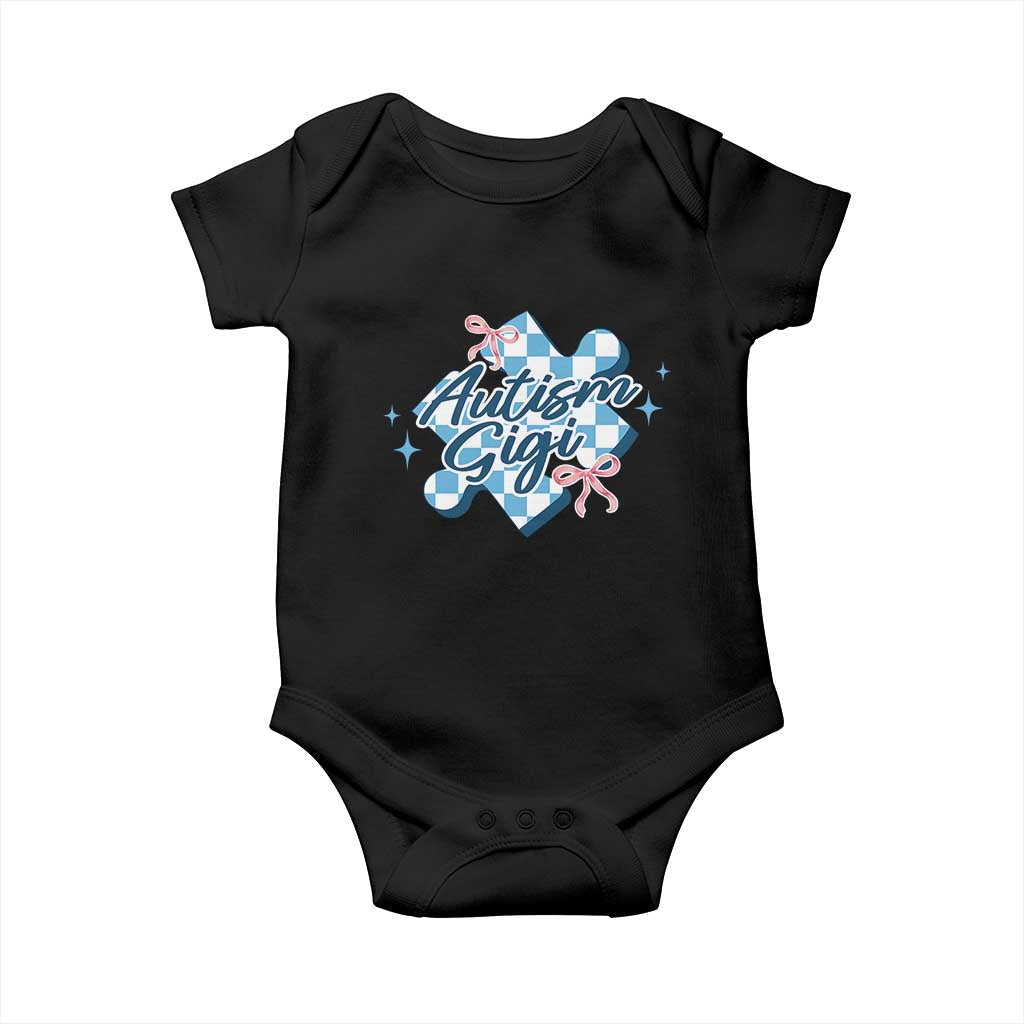 Autism Gigi Coquette Puzzle Piece Pink Bow Baby Onesie TS11 Black Print Your Wear