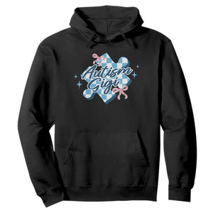 Autism Gigi Coquette Puzzle Piece Pink Bow Hoodie TS11 Black Print Your Wear
