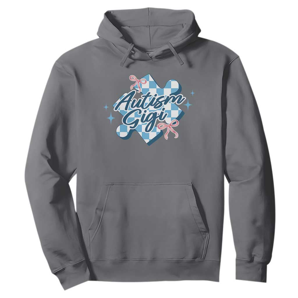Autism Gigi Coquette Puzzle Piece Pink Bow Hoodie TS11 Charcoal Print Your Wear