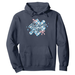 Autism Gigi Coquette Puzzle Piece Pink Bow Hoodie TS11 Navy Print Your Wear