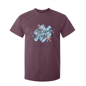 Autism Gigi Coquette Puzzle Piece Pink Bow T Shirt For Kid TS11 Maroon Print Your Wear