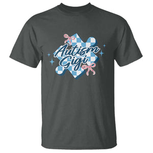 Autism Gigi Coquette Puzzle Piece Pink Bow T Shirt TS11 Dark Heather Print Your Wear