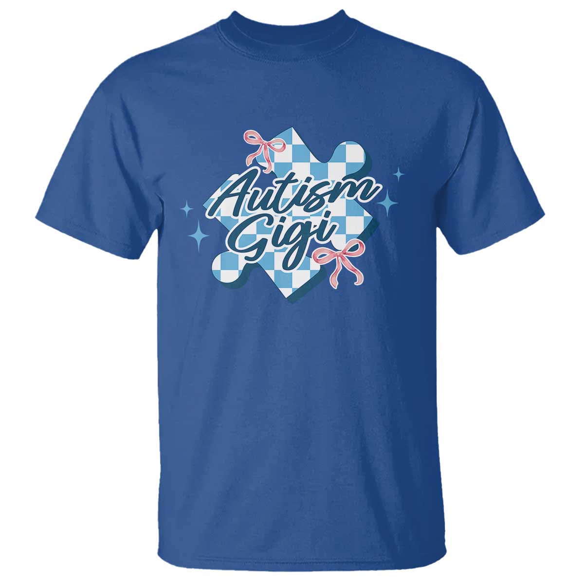 Autism Gigi Coquette Puzzle Piece Pink Bow T Shirt TS11 Royal Blue Print Your Wear