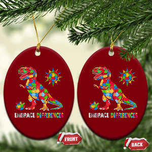 Funny Autism Awareness Embrace Differences Ceramic Ornament Puzzle Dinosaur TS11 Print Your Wear