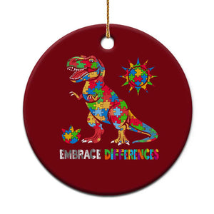 Funny Autism Awareness Embrace Differences Ceramic Ornament Puzzle Dinosaur TS11 1pc Red Print Your Wear