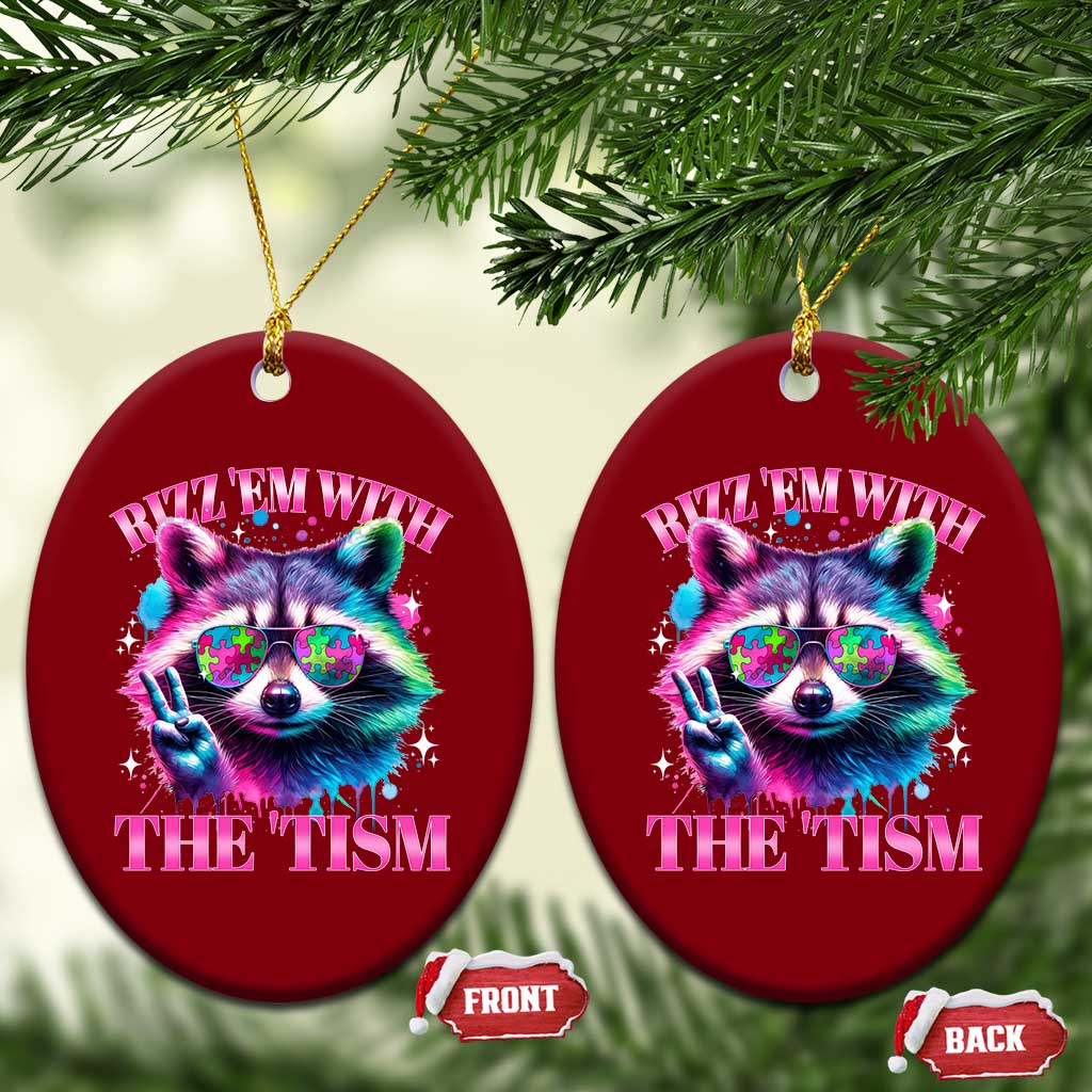 Funny Autism Awareness Racoon Ceramic Ornament Rizz Em With The Tism Meme Autistic TS11 Print Your Wear
