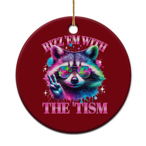 Funny Autism Awareness Racoon Ceramic Ornament Rizz Em With The Tism Meme Autistic TS11 1pc Red Print Your Wear