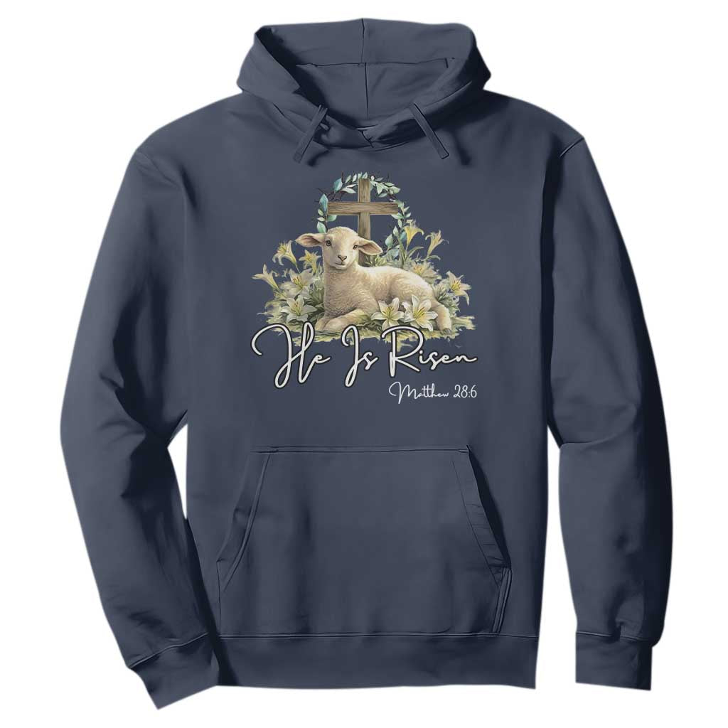 He Is Risen Hoodie Christian Religious Easter Day Bible Verse Sheep TS11 Navy Print Your Wear