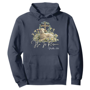 He Is Risen Hoodie Christian Religious Easter Day Bible Verse Sheep TS11 Navy Print Your Wear