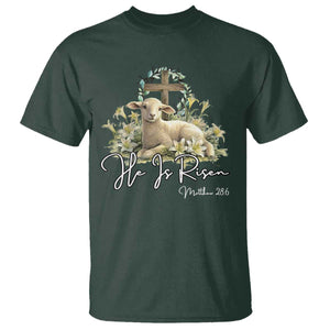 He Is Risen T Shirt Christian Religious Easter Day Bible Verse Sheep TS11 Dark Forest Green Print Your Wear