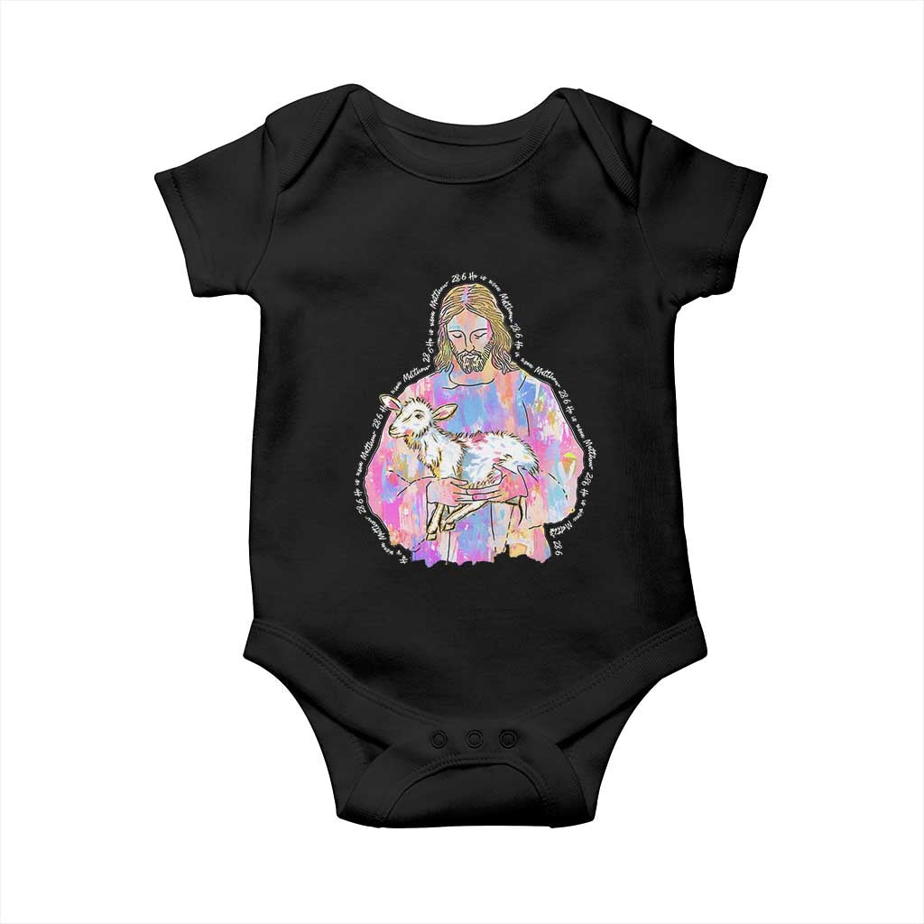 He Is Risen Baby Onesie Christian Religious Easter Day Bible Verse Sheep Glitter Print TS11 Black Print Your Wear