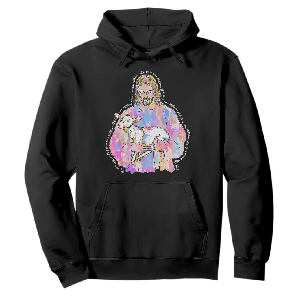 He Is Risen Hoodie Christian Religious Easter Day Bible Verse Sheep Glitter Print TS11 Black Print Your Wear