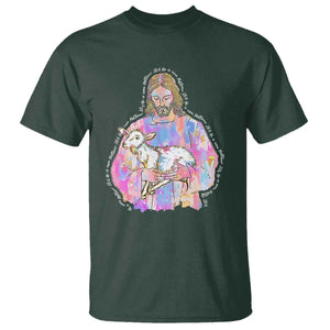 He Is Risen T Shirt Christian Religious Easter Day Bible Verse Sheep Glitter Print TS11 Dark Forest Green Print Your Wear