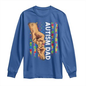 Autism Dad Awareness American Flag Fist Bump Long Sleeve Shirt TS11 Royal Blue Print Your Wear