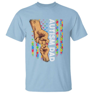Autism Dad Awareness American Flag Fist Bump T Shirt TS11 Light Blue Print Your Wear