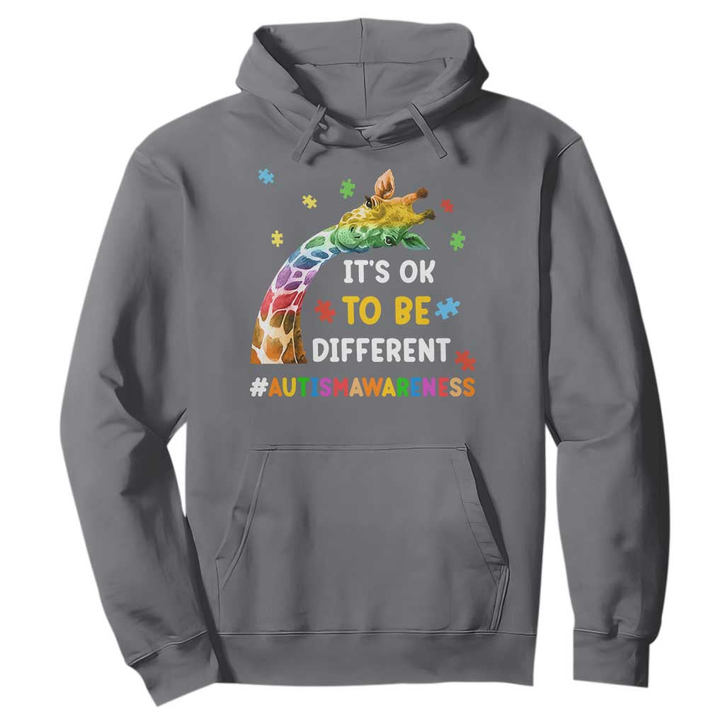 It's Ok To Be Different Autism Awareness Hoodie Rainbow Giraffe Puzzle TS11 Charcoal Print Your Wear