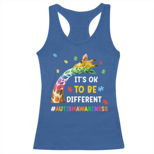 It's Ok To Be Different Autism Awareness Racerback Tank Top Rainbow Giraffe Puzzle TS11 Royal Blue Print Your Wear