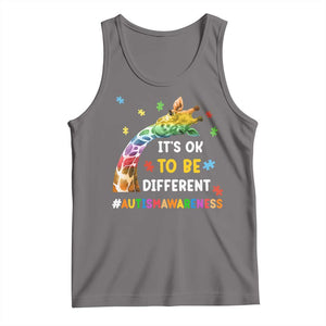 It's Ok To Be Different Autism Awareness Tank Top Rainbow Giraffe Puzzle TS11 Deep Heather Print Your Wear