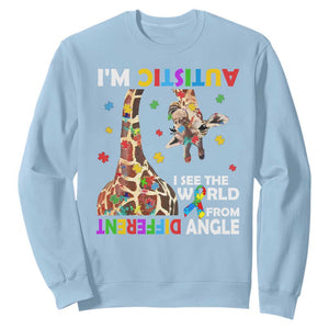 Funny I'm Autistic I See The World Form Different Angle Sweatshirt Puzzle Giraffe TS11 Light Blue Print Your Wear