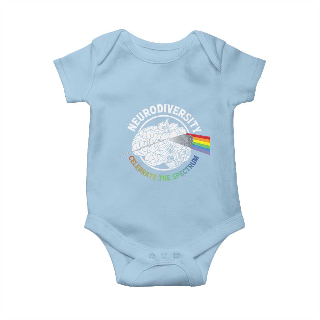 Neurodiversity Celebrate The Spectrum Baby Onesie Brain Autism Awareness ASD ADHD TS11 Light Blue Print Your Wear
