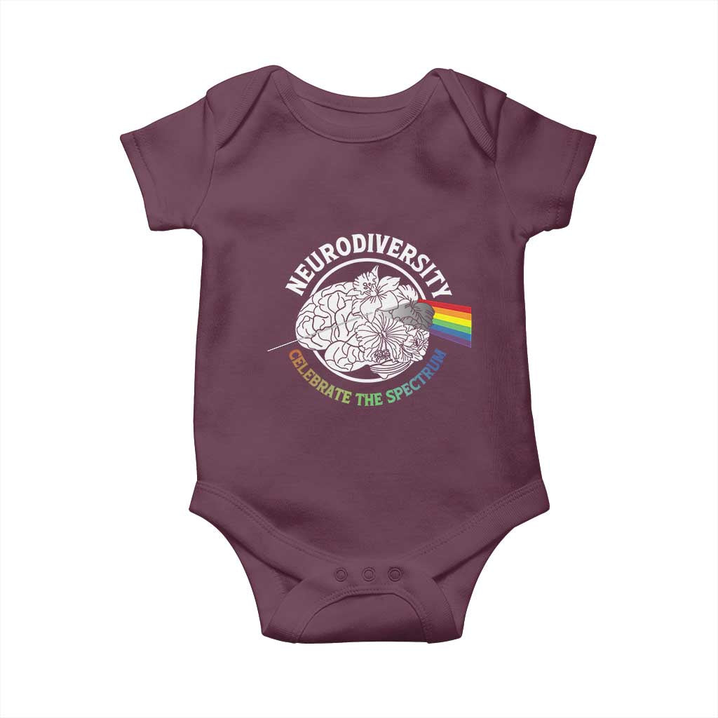 Neurodiversity Celebrate The Spectrum Baby Onesie Brain Autism Awareness ASD ADHD TS11 Maroon Print Your Wear