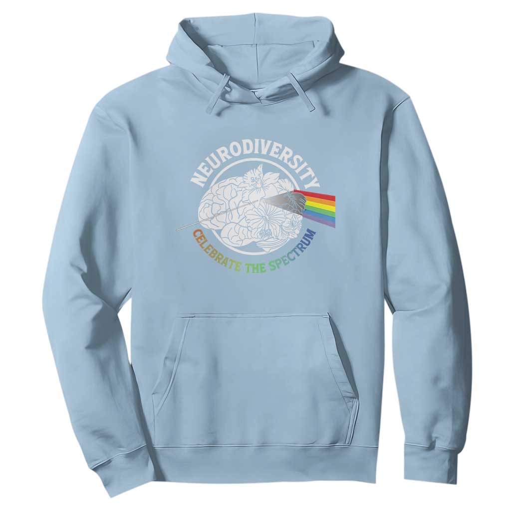 Neurodiversity Celebrate The Spectrum Hoodie Brain Autism Awareness ASD ADHD TS11 Light Blue Print Your Wear