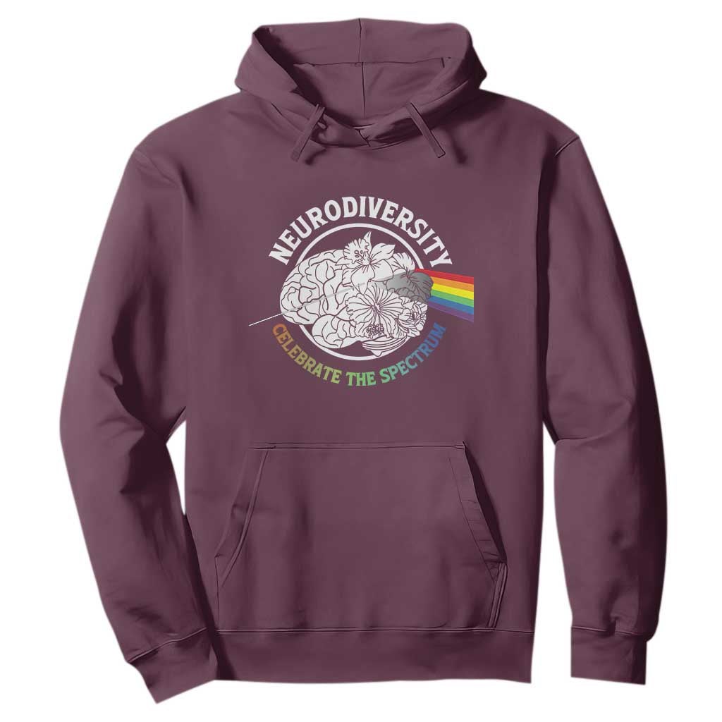 Neurodiversity Celebrate The Spectrum Hoodie Brain Autism Awareness ASD ADHD TS11 Maroon Print Your Wear