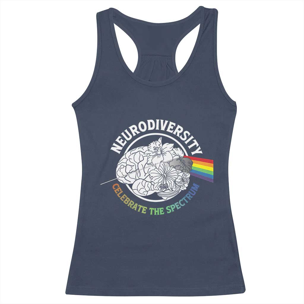 Neurodiversity Celebrate The Spectrum Racerback Tank Top Brain Autism Awareness ASD ADHD TS11 Navy Print Your Wear