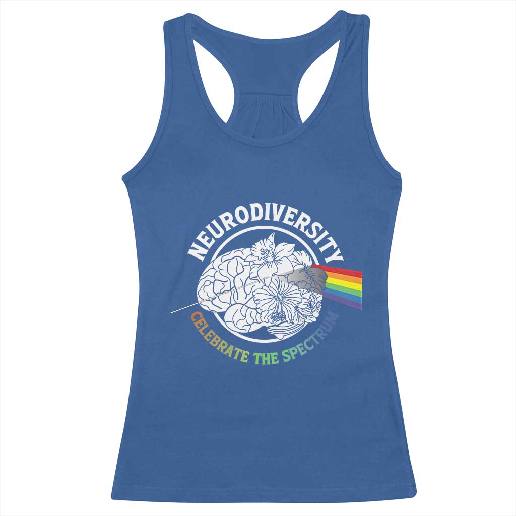 Neurodiversity Celebrate The Spectrum Racerback Tank Top Brain Autism Awareness ASD ADHD TS11 Royal Blue Print Your Wear