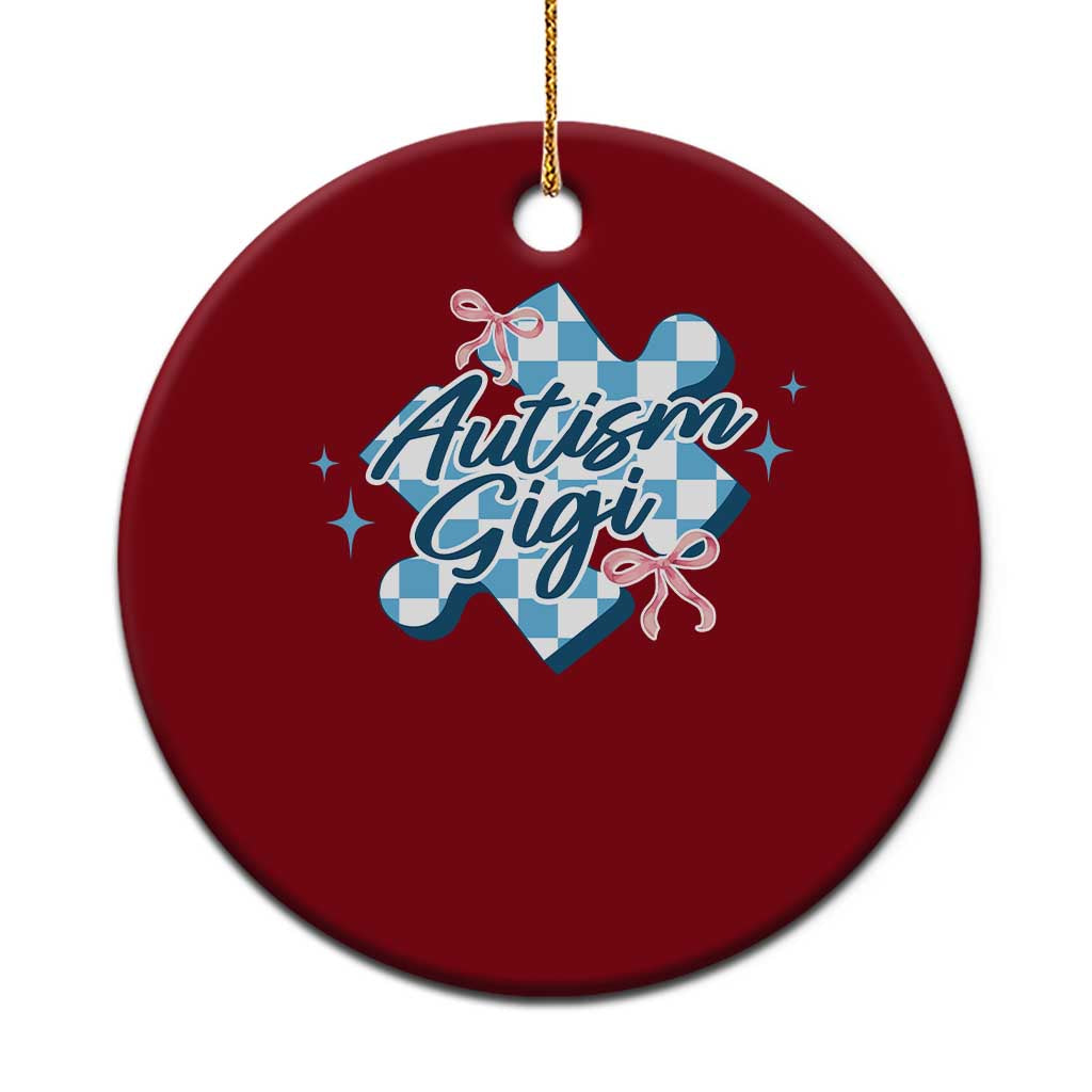Autism Gigi Coquette Puzzle Piece Pink Bow Ceramic Ornament TS11 1pc Red Print Your Wear