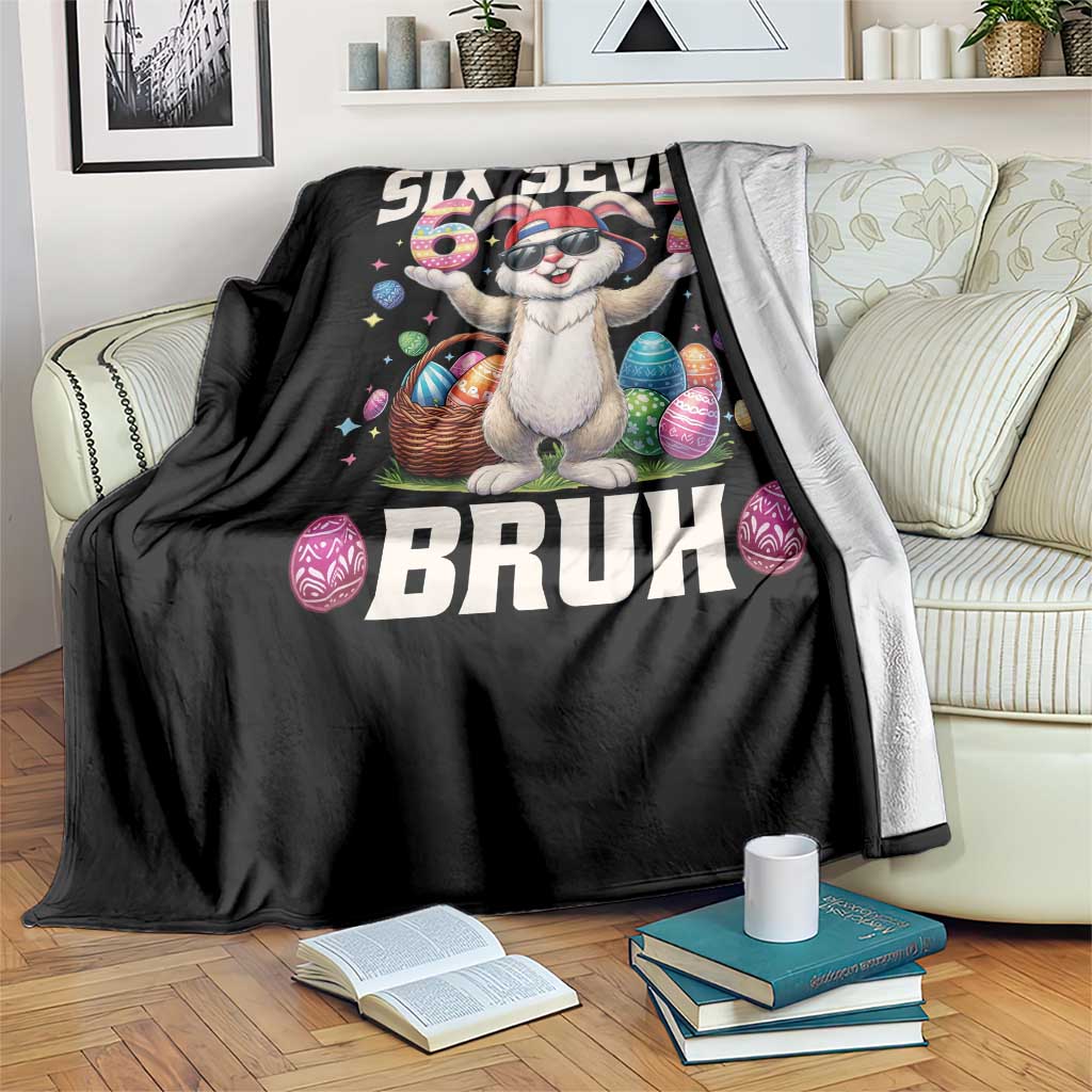 Funny Easter Day Six Seven Bruh Throw Blanket 67 Bunny Easter Eggs TS11 Print Your Wear