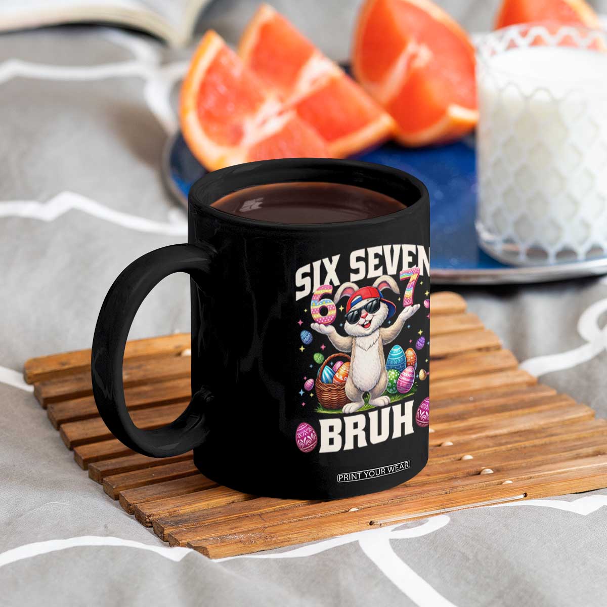 Funny Easter Day Six Seven Bruh Coffee Mug 67 Bunny Easter Eggs TS11 Print Your Wear