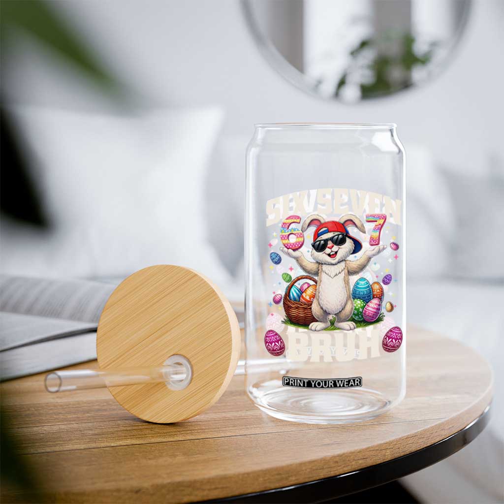 Funny Easter Day Six Seven Bruh Glass Can 67 Bunny Easter Eggs TS11 Print Your Wear