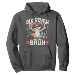Funny Easter Day Six Seven Bruh Hoodie 67 Bunny Easter Eggs TS11 Dark Heather Print Your Wear