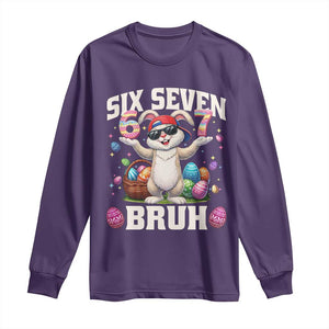 Funny Easter Day Six Seven Bruh Long Sleeve Shirt 67 Bunny Easter Eggs TS11 Purple Print Your Wear